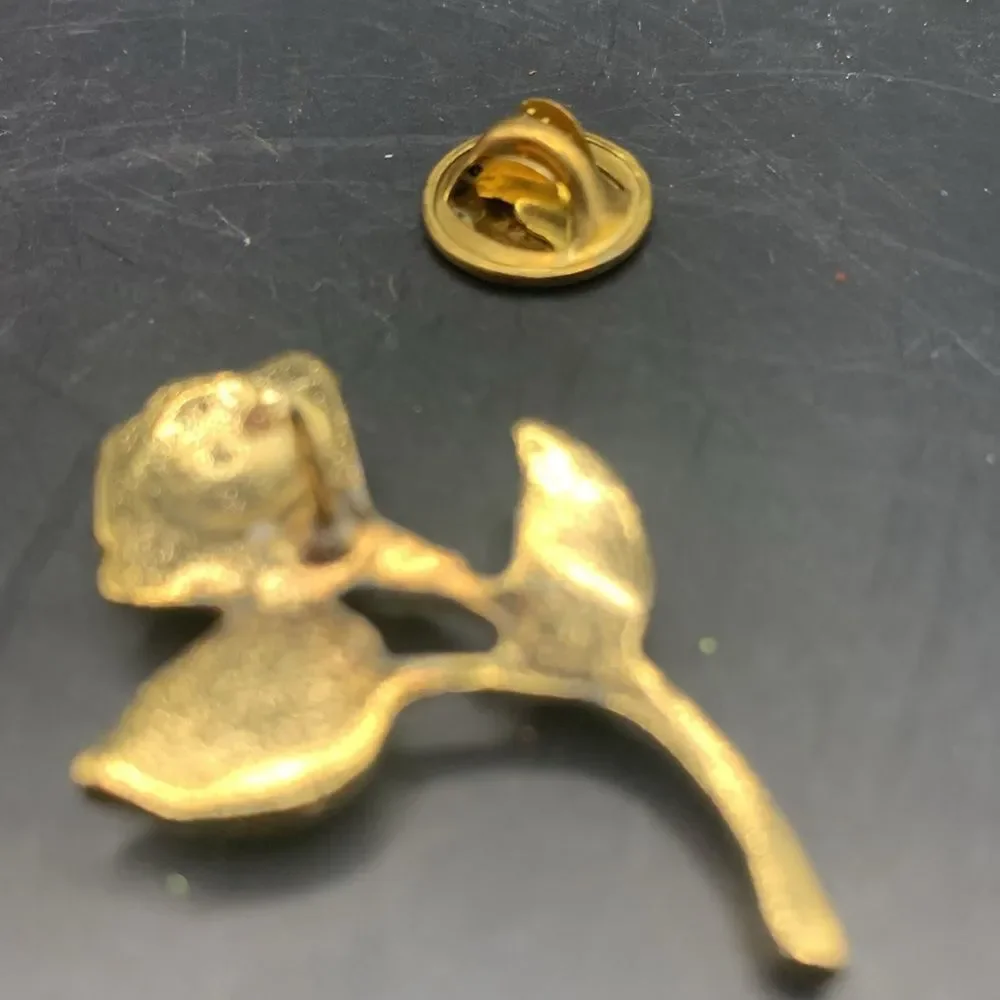 Gold Rose Brooch Pin